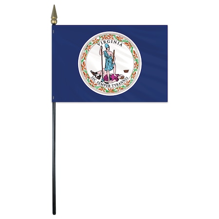Global Flags Unlimited Virginia Stick Flag 4"x6" E Gloss 200679